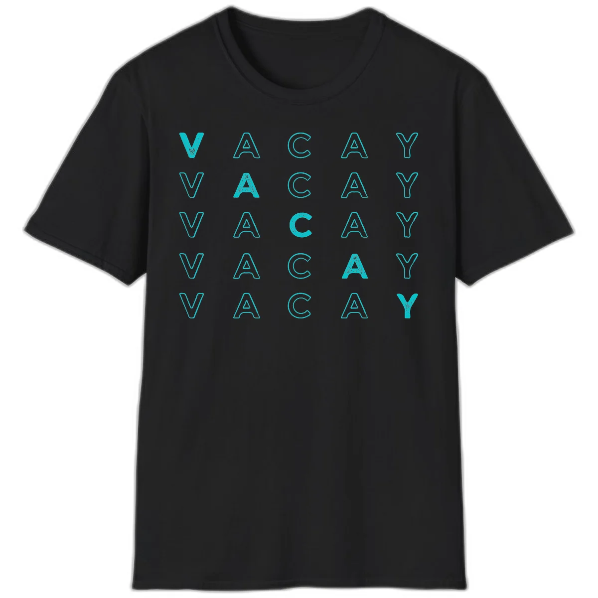 Vacay Repeat Pattern T-Shirt in Black