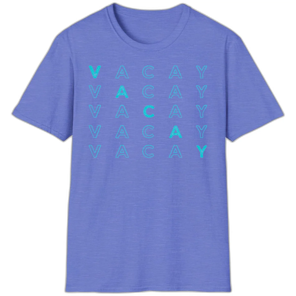Vacay Repeat Pattern T-Shirt in Heather Royal