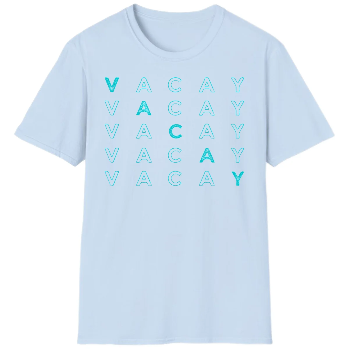 Vacay Repeat Pattern T-Shirt in Light Blue