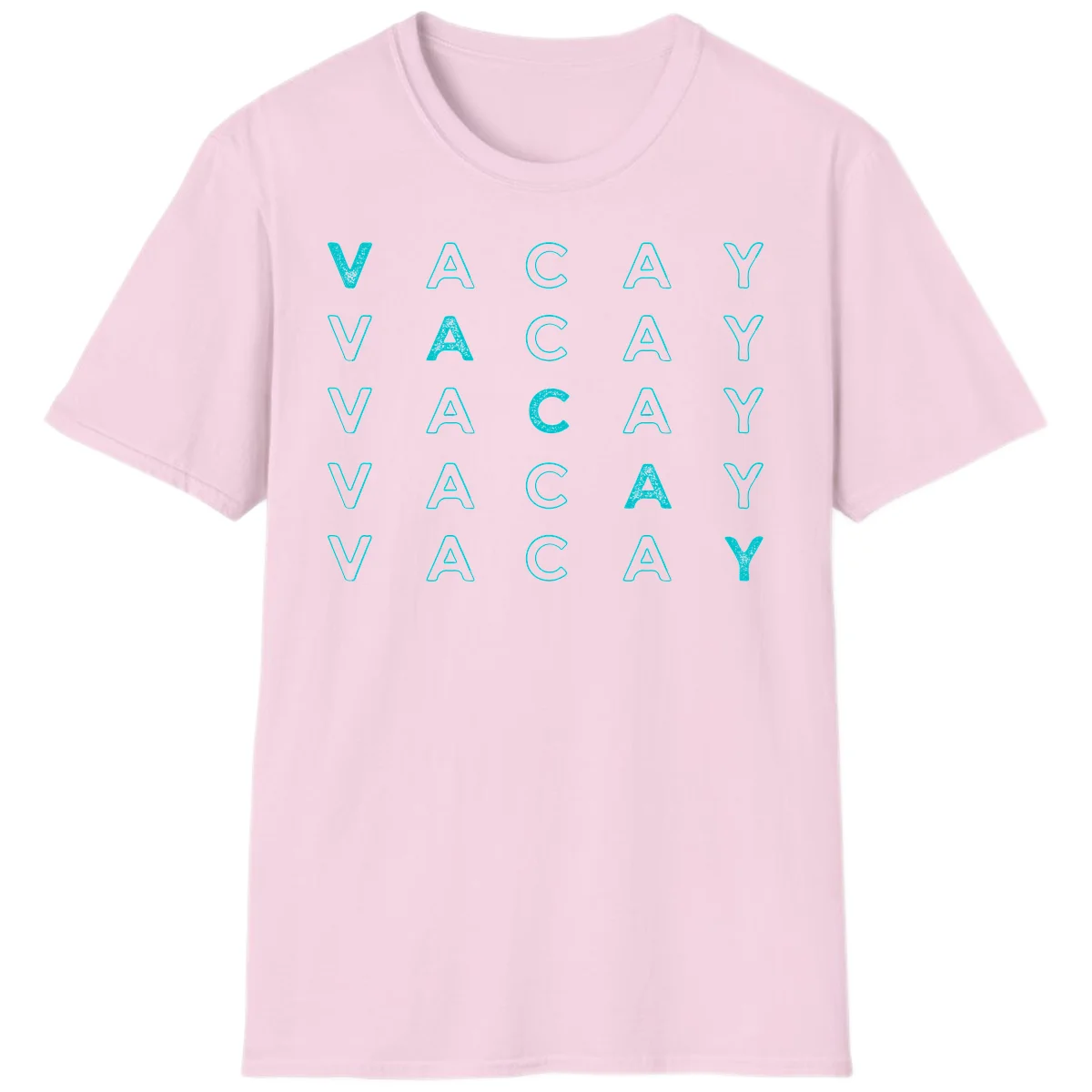 Vacay Repeat Pattern T-Shirt in Light Pink