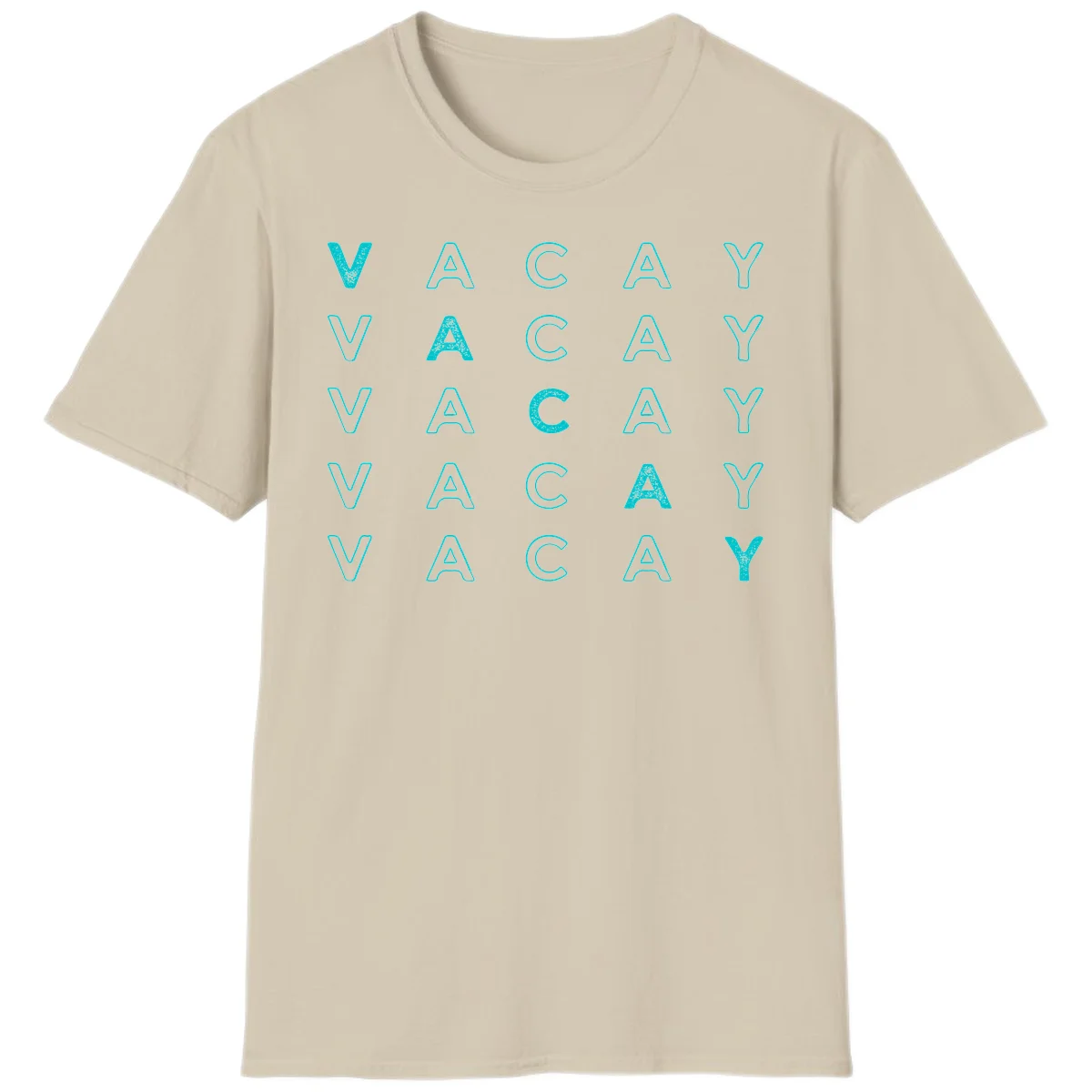 Vacay Repeat Pattern T-Shirt in Sand