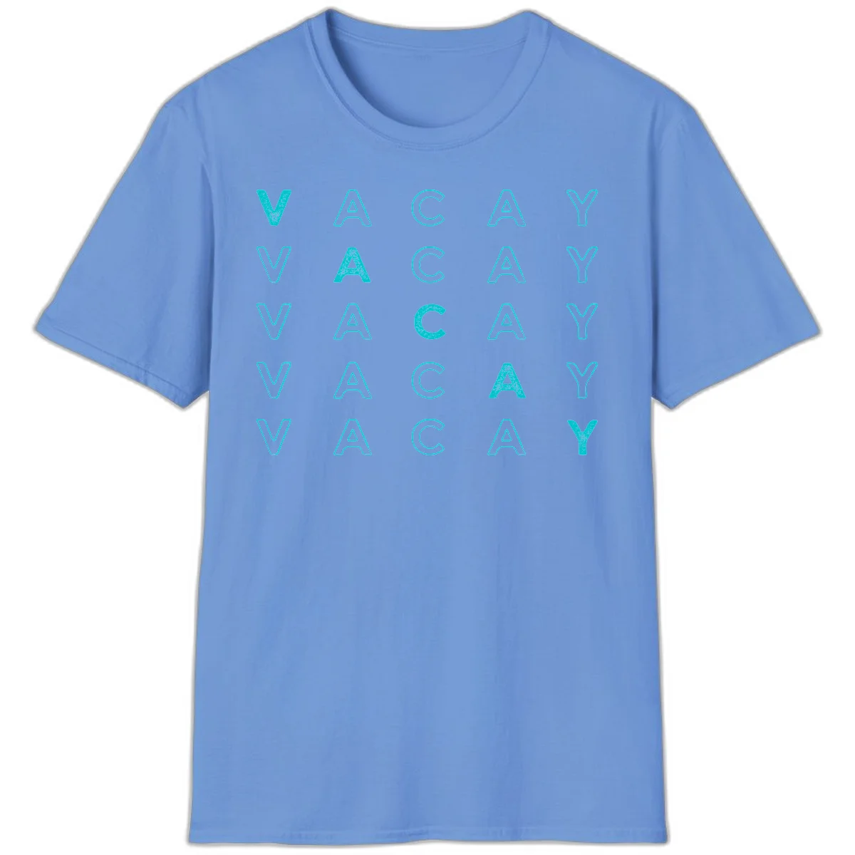 Vacay Repeat Pattern T-Shirt in Carolina Blue