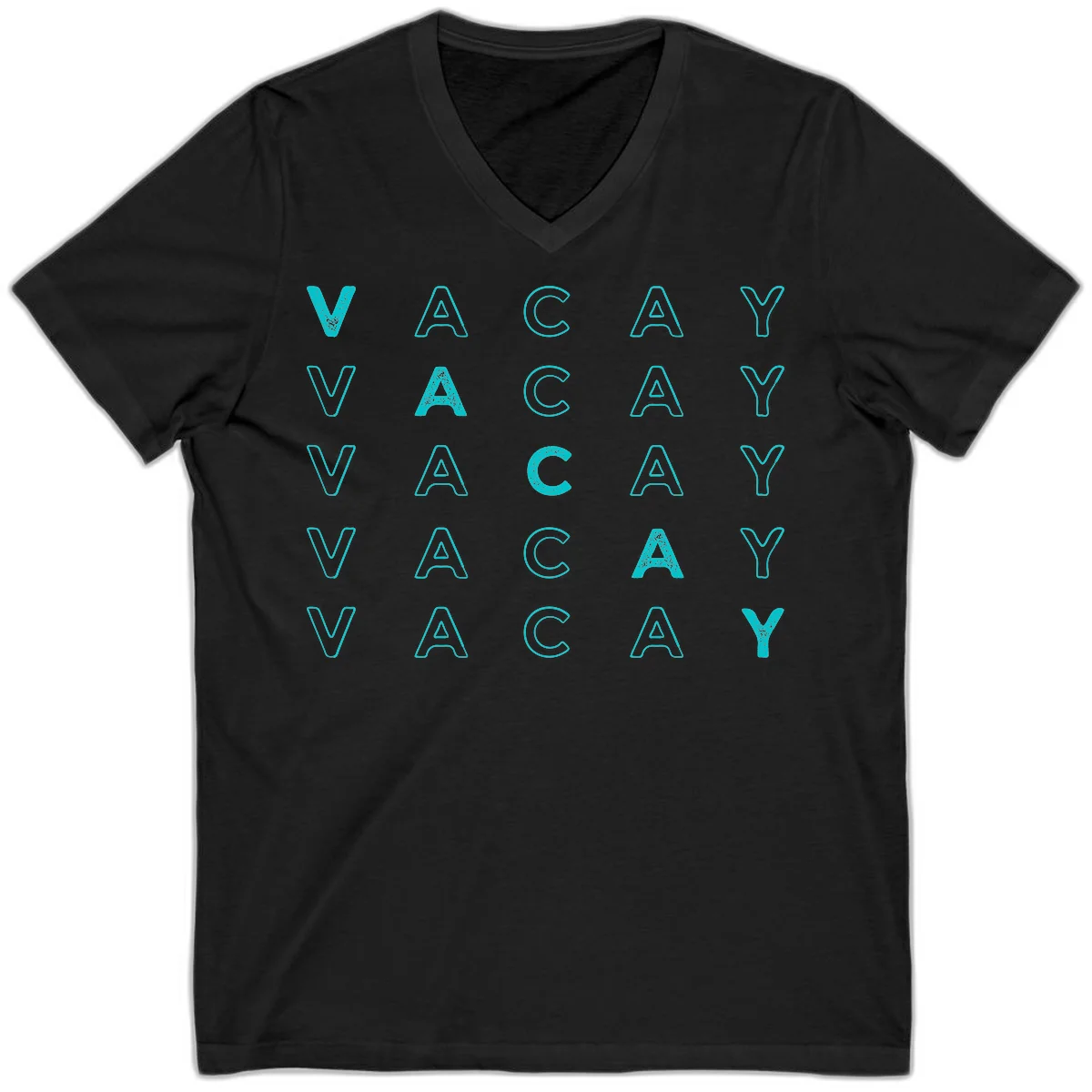 Vacay Repeat Pattern V-Neck in Black