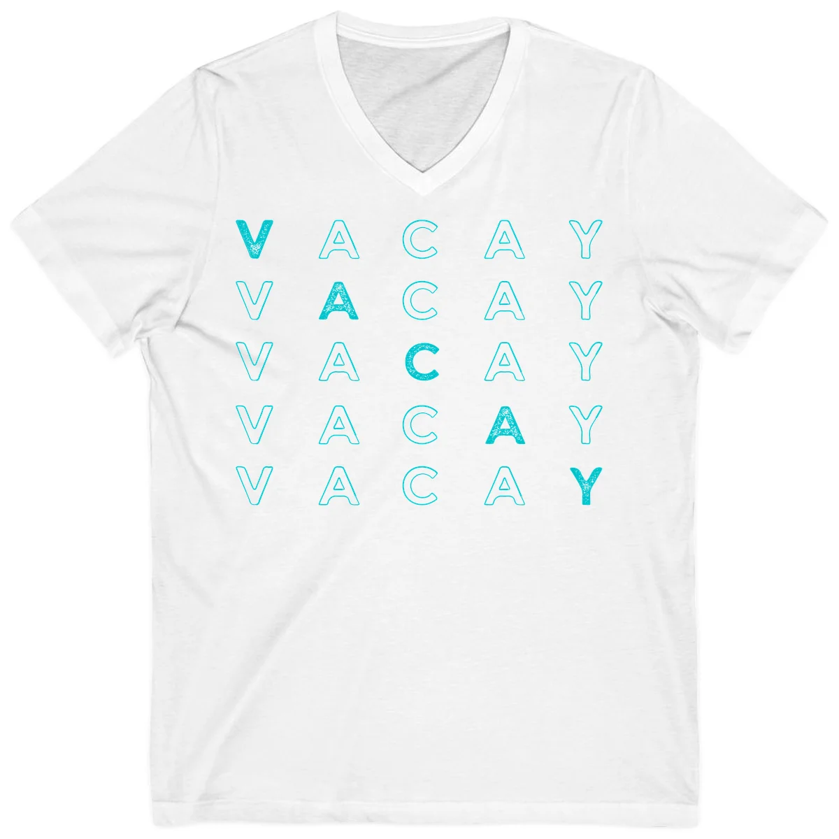 Vacay Repeat Pattern V-Neck in White