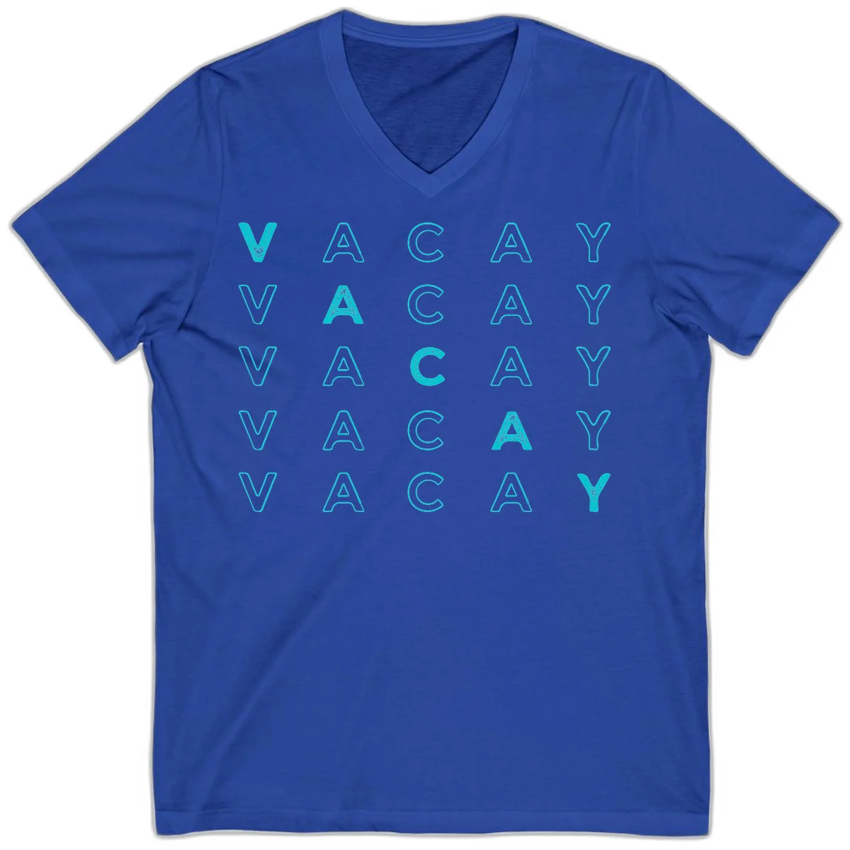Vacay Repeat Pattern V-Neck in True Royal