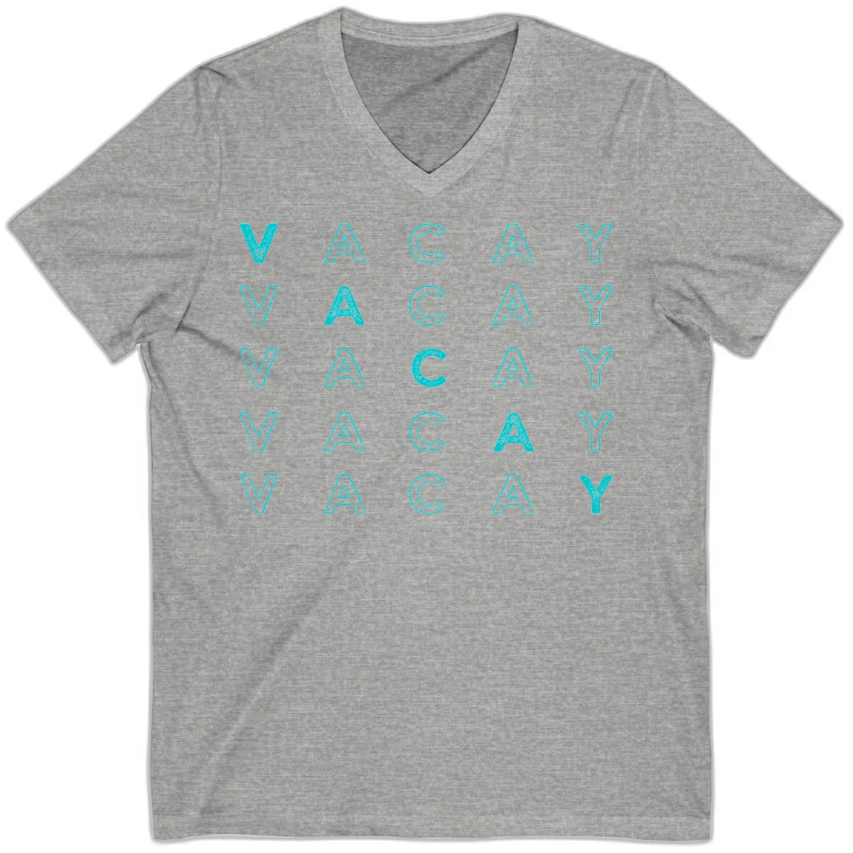 Vacay Repeat Pattern V-Neck in Athletic Heather