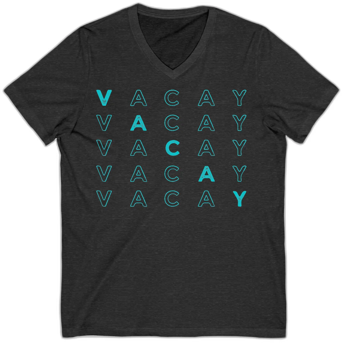 Vacay Repeat Pattern V-Neck in Dark Grey Heather