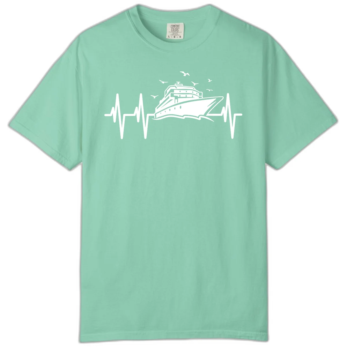 Cruise Heartbeat Comfort Colors Ship Pulse Tee in Island Reef