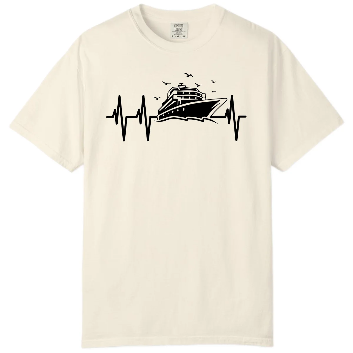 Cruise Heartbeat Comfort Colors Ship Pulse Tee in Ivory