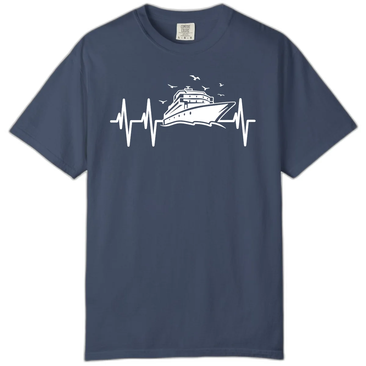 Cruise Heartbeat Comfort Colors Ship Pulse Tee in Midnight