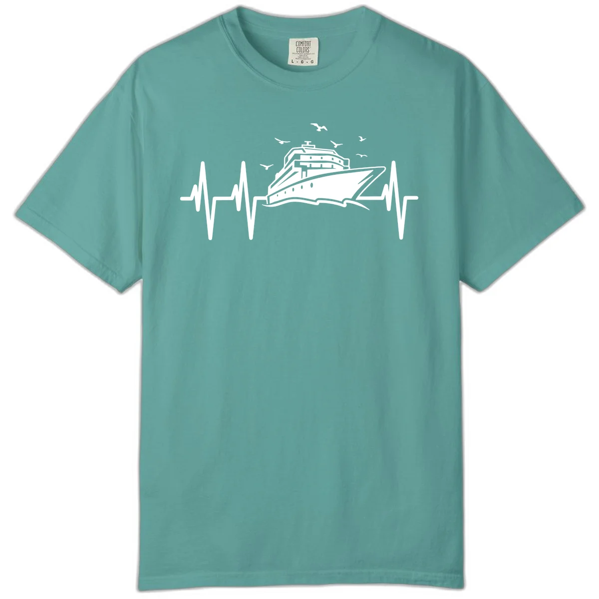 Cruise Heartbeat Comfort Colors Ship Pulse Tee in Seafoam