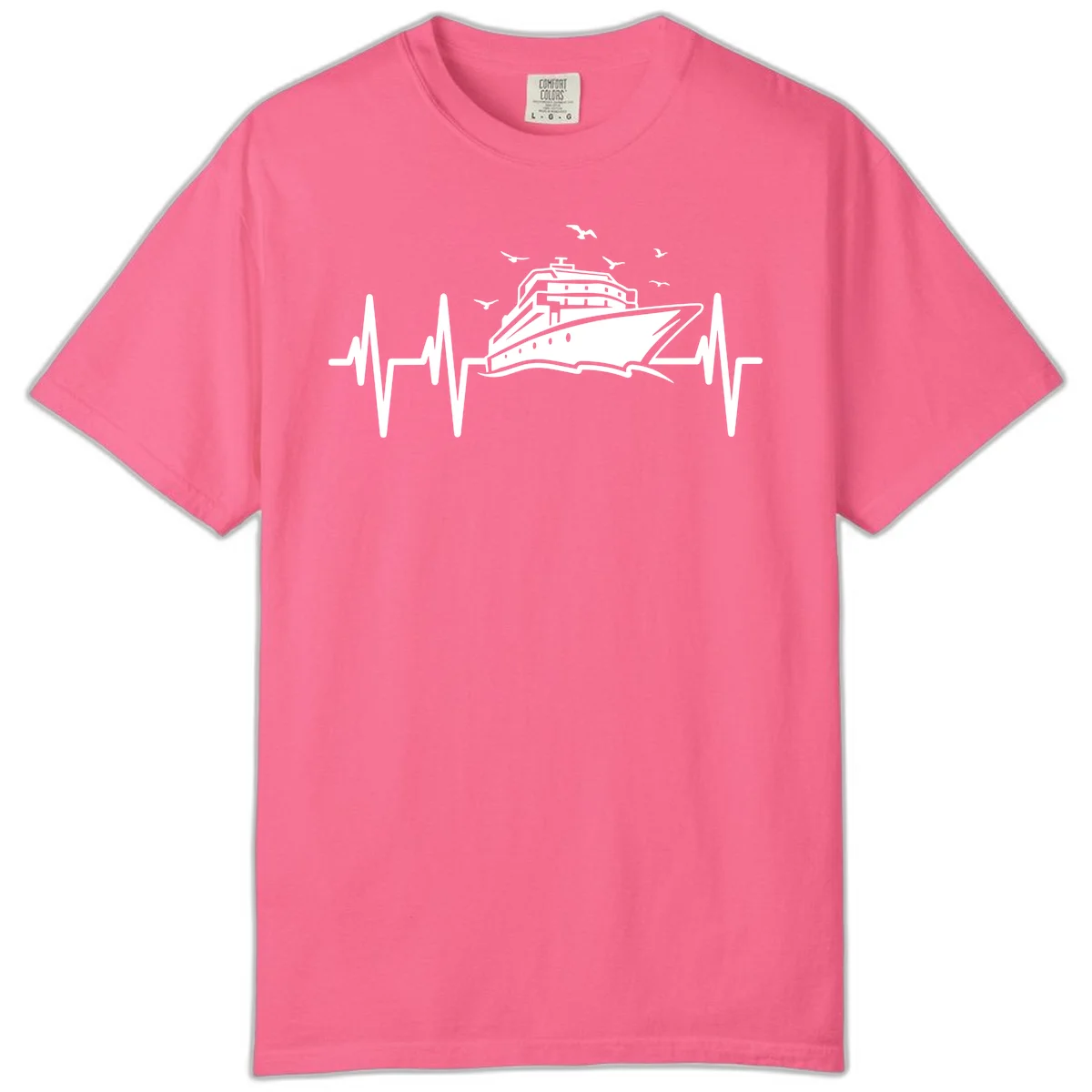 Cruise Heartbeat Comfort Colors Ship Pulse Tee in Crunchberry