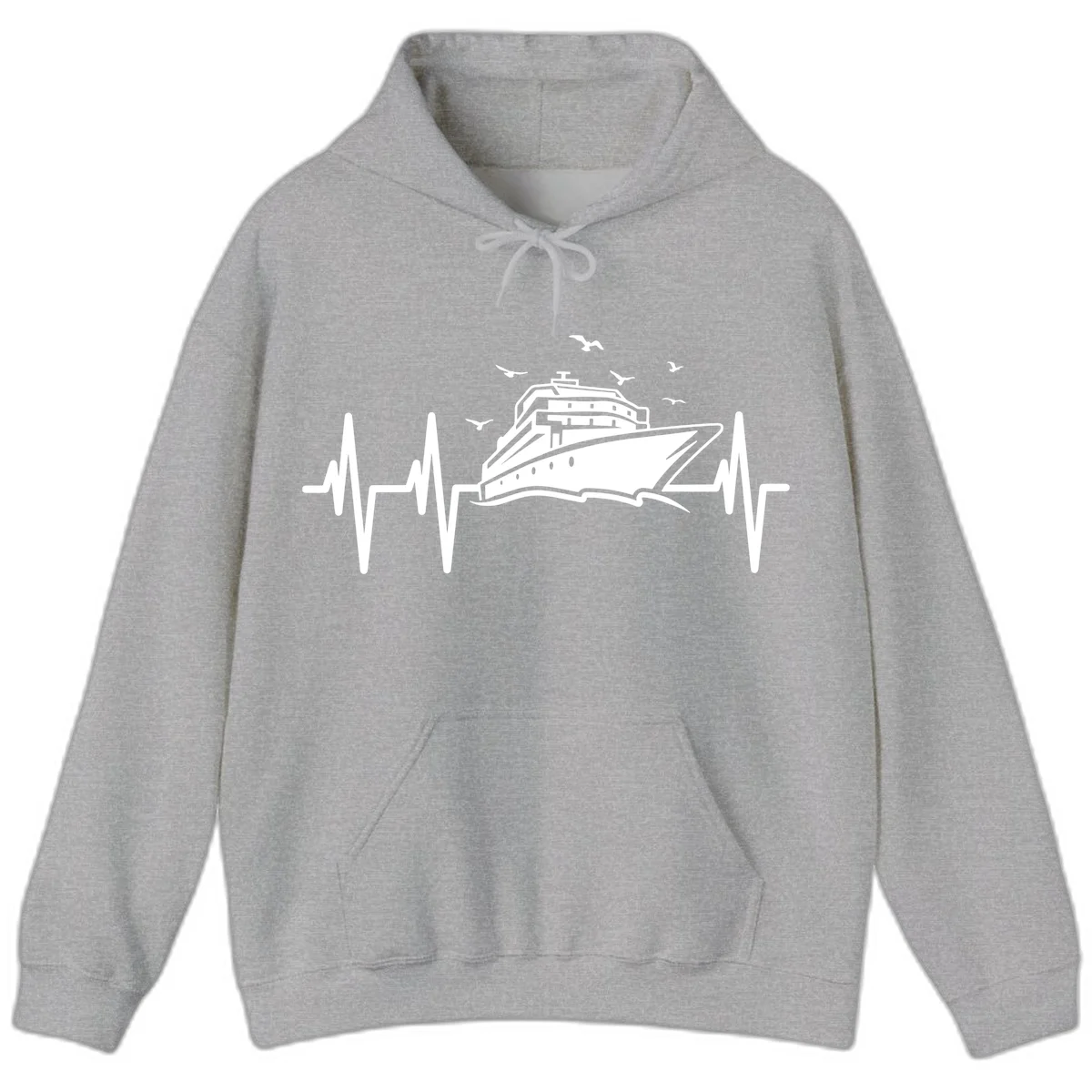Cruise Heartbeat Ship Pulse Vacation Hoodie in Sport Grey