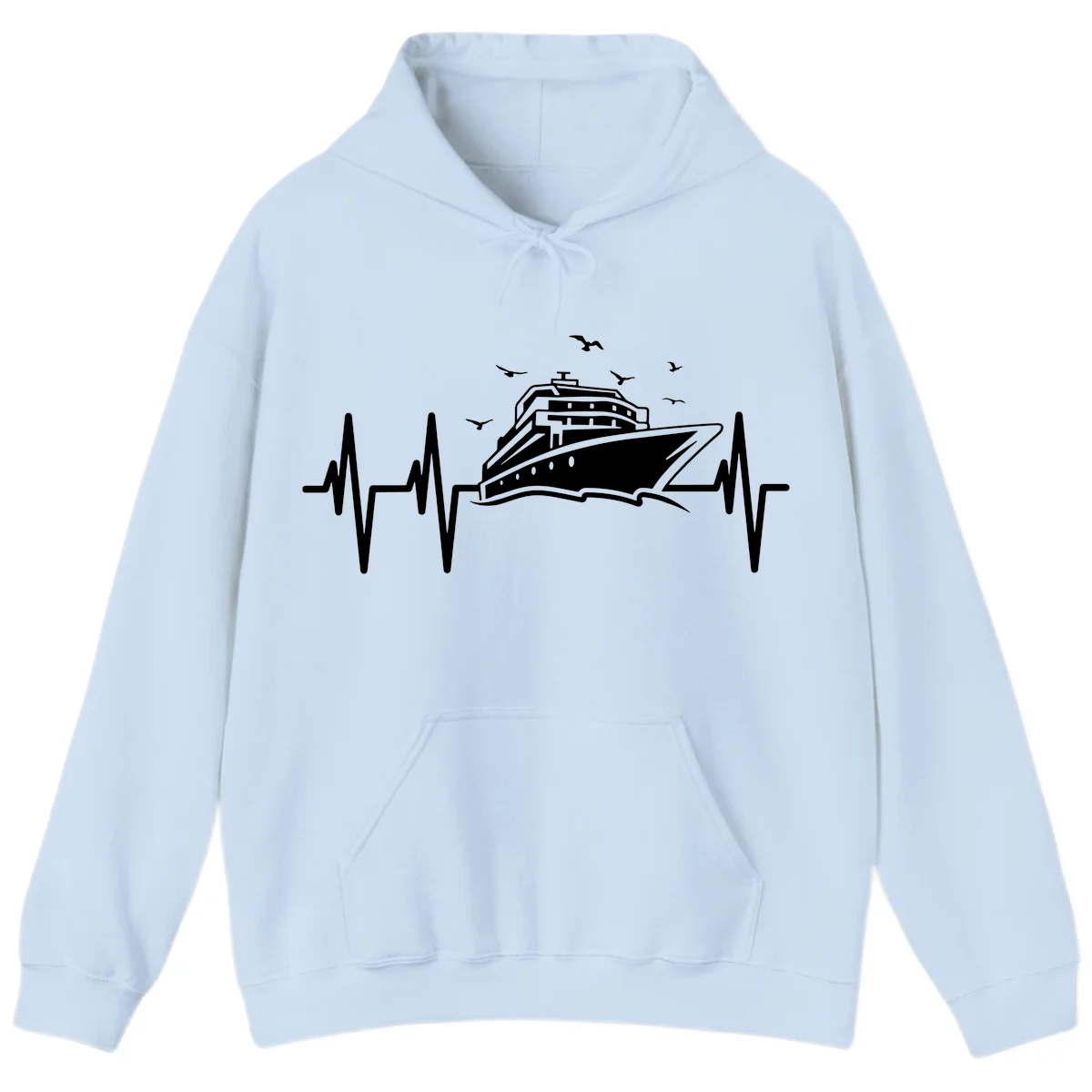Cruise Heartbeat Ship Pulse Vacation Hoodie in Light Blue