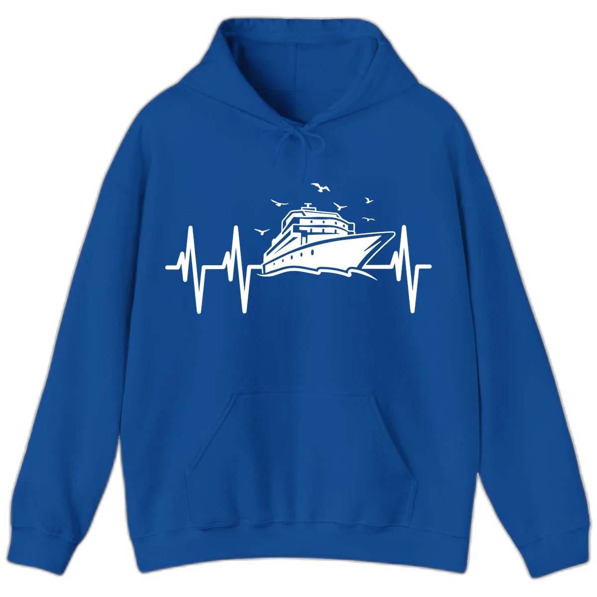 Cruise Heartbeat Ship Pulse Vacation Hoodie in Royal