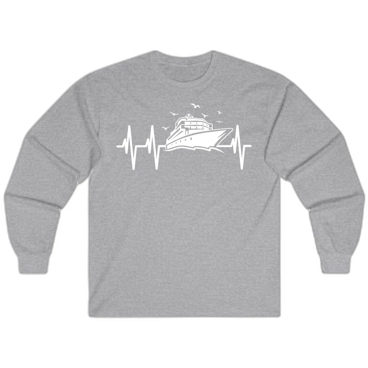 Cruise Heartbeat Ship Pulse Long Sleeve Tee in Sport Grey