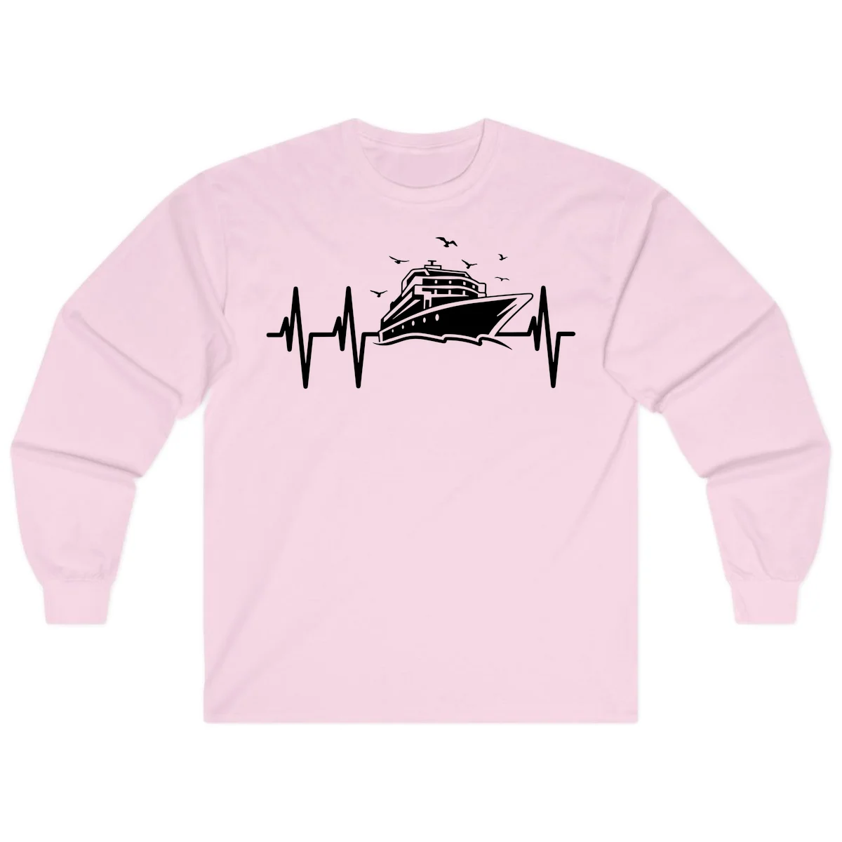 Cruise Heartbeat Ship Pulse Long Sleeve Tee in Light Pink