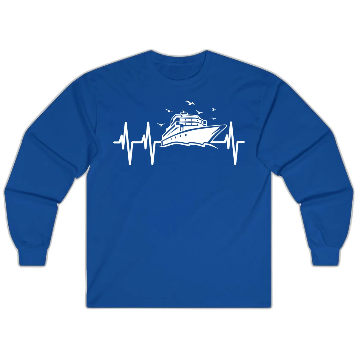 Cruise Heartbeat Ship Pulse Long Sleeve Tee in Royal