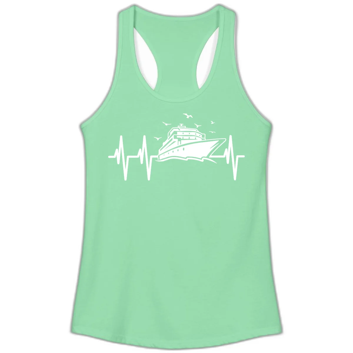 Cruise Heartbeat Ladies Ship Pulse Racerback Tank in Solid Mint