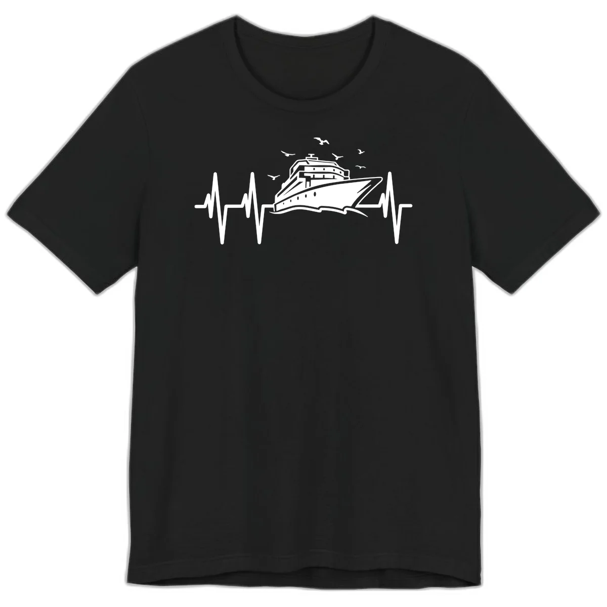 Cruise Heartbeat Premium Ship Pulse Vacation Tee in Black