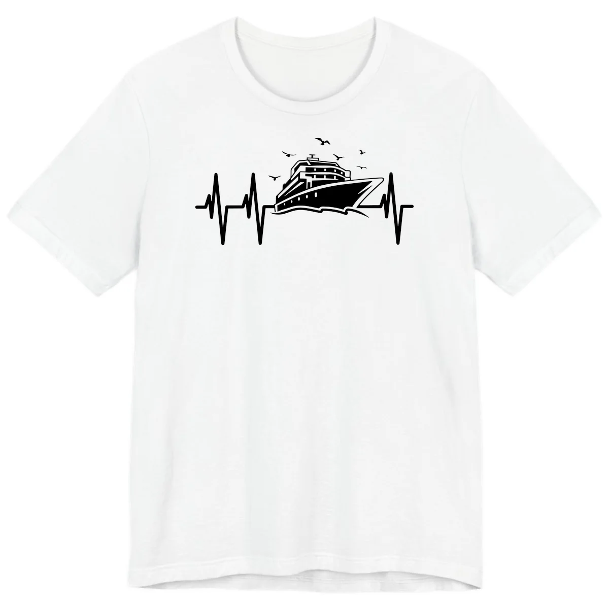Cruise Heartbeat Premium Ship Pulse Vacation Tee in White
