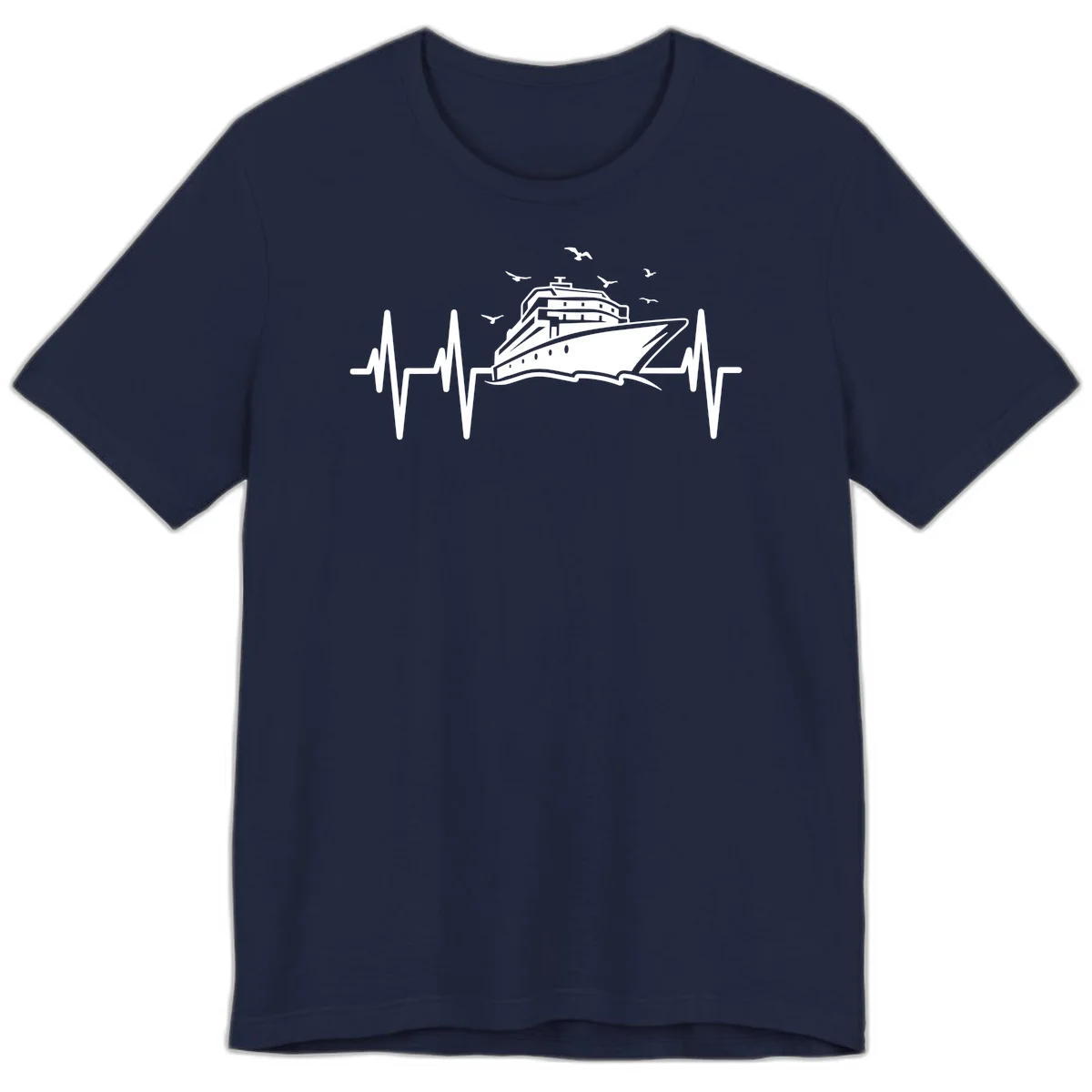 Cruise Heartbeat Premium Ship Pulse Vacation Tee in Navy