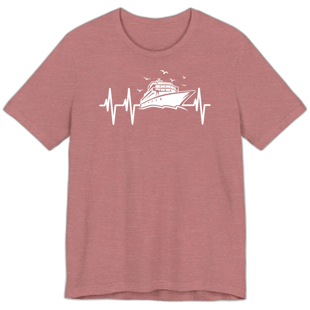 Cruise Heartbeat Premium Ship Pulse Vacation Tee in Heather Mauve