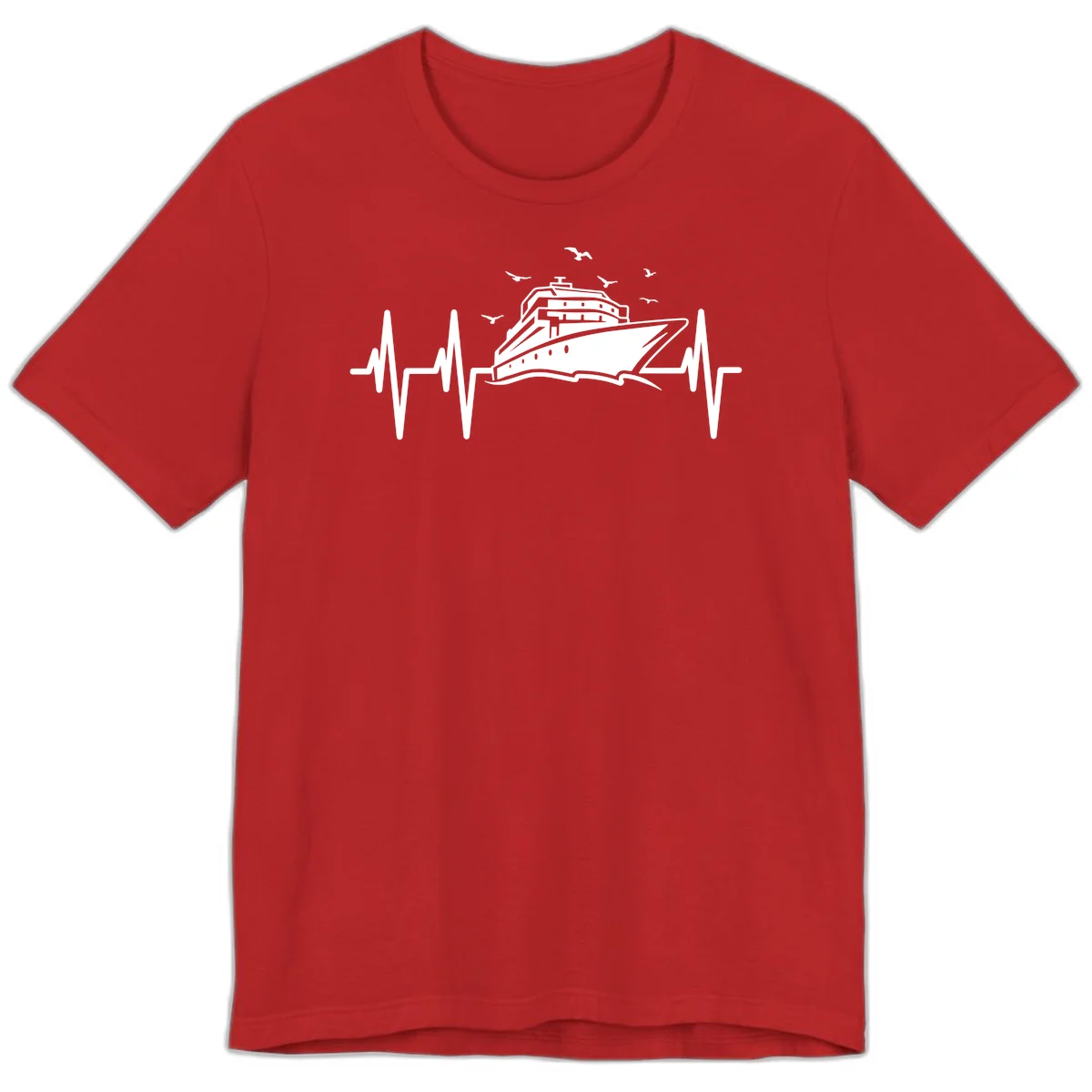Cruise Heartbeat Premium Ship Pulse Vacation Tee in Red