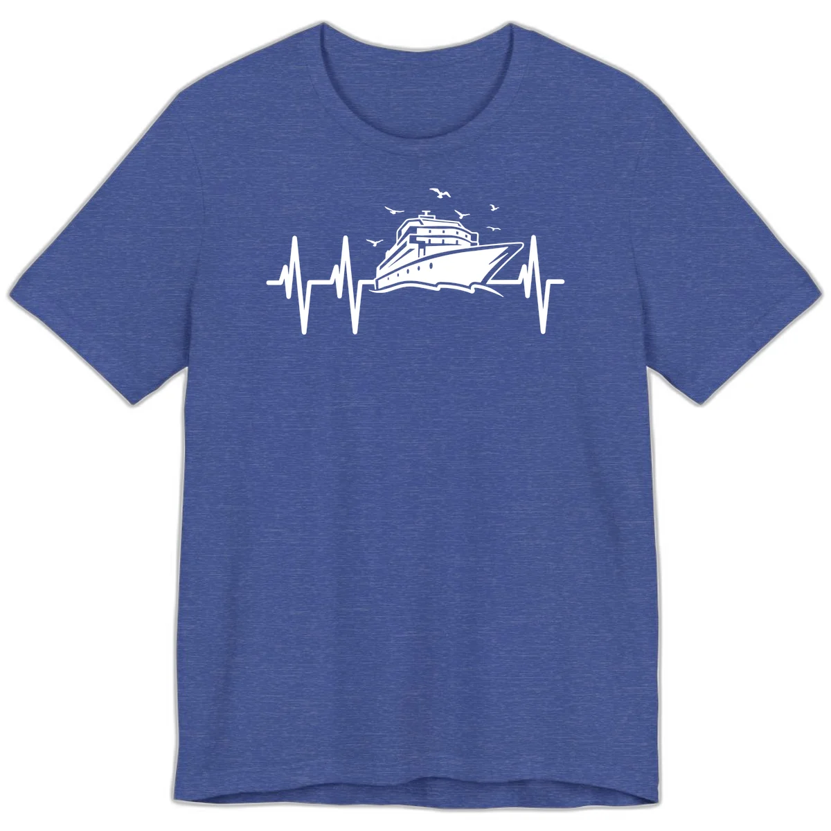 Cruise Heartbeat Premium Ship Pulse Vacation Tee in Heather True Royal
