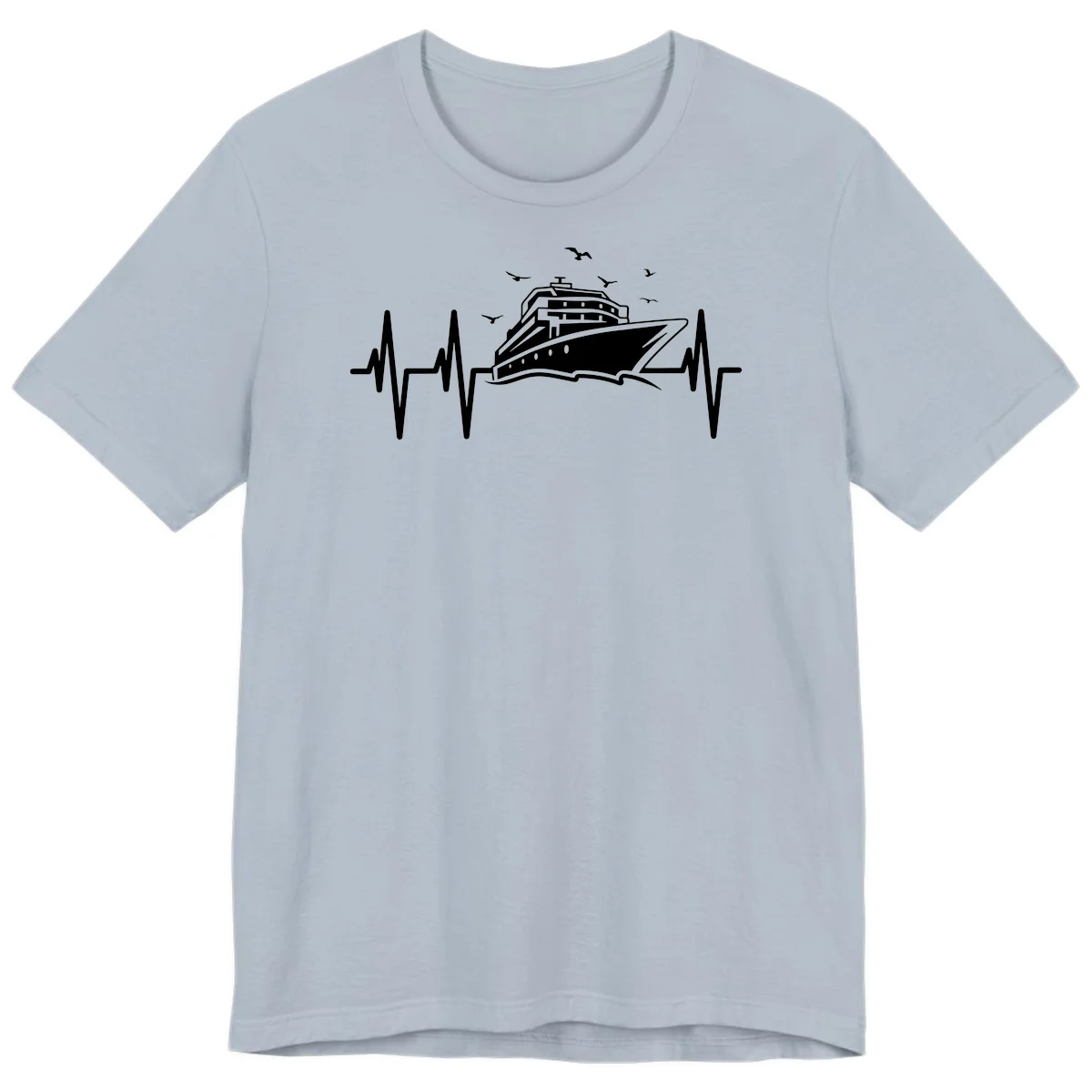 Cruise Heartbeat Premium Ship Pulse Vacation Tee in Light Blue