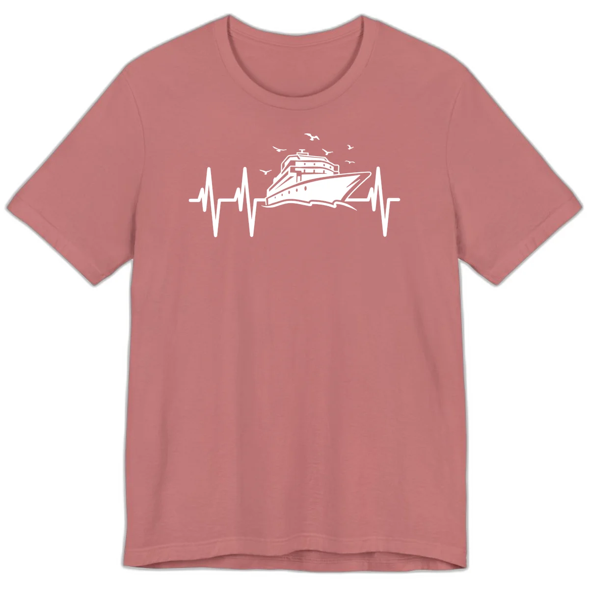 Cruise Heartbeat Premium Ship Pulse Vacation Tee in Mauve