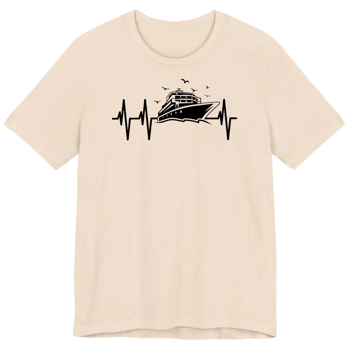 Cruise Heartbeat Premium Ship Pulse Vacation Tee in Soft Cream