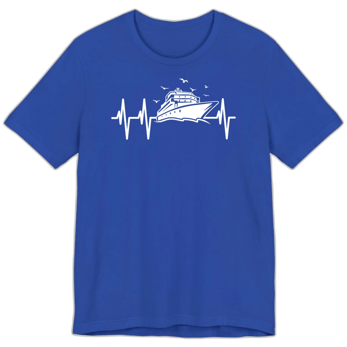 Cruise Heartbeat Premium Ship Pulse Vacation Tee in True Royal
