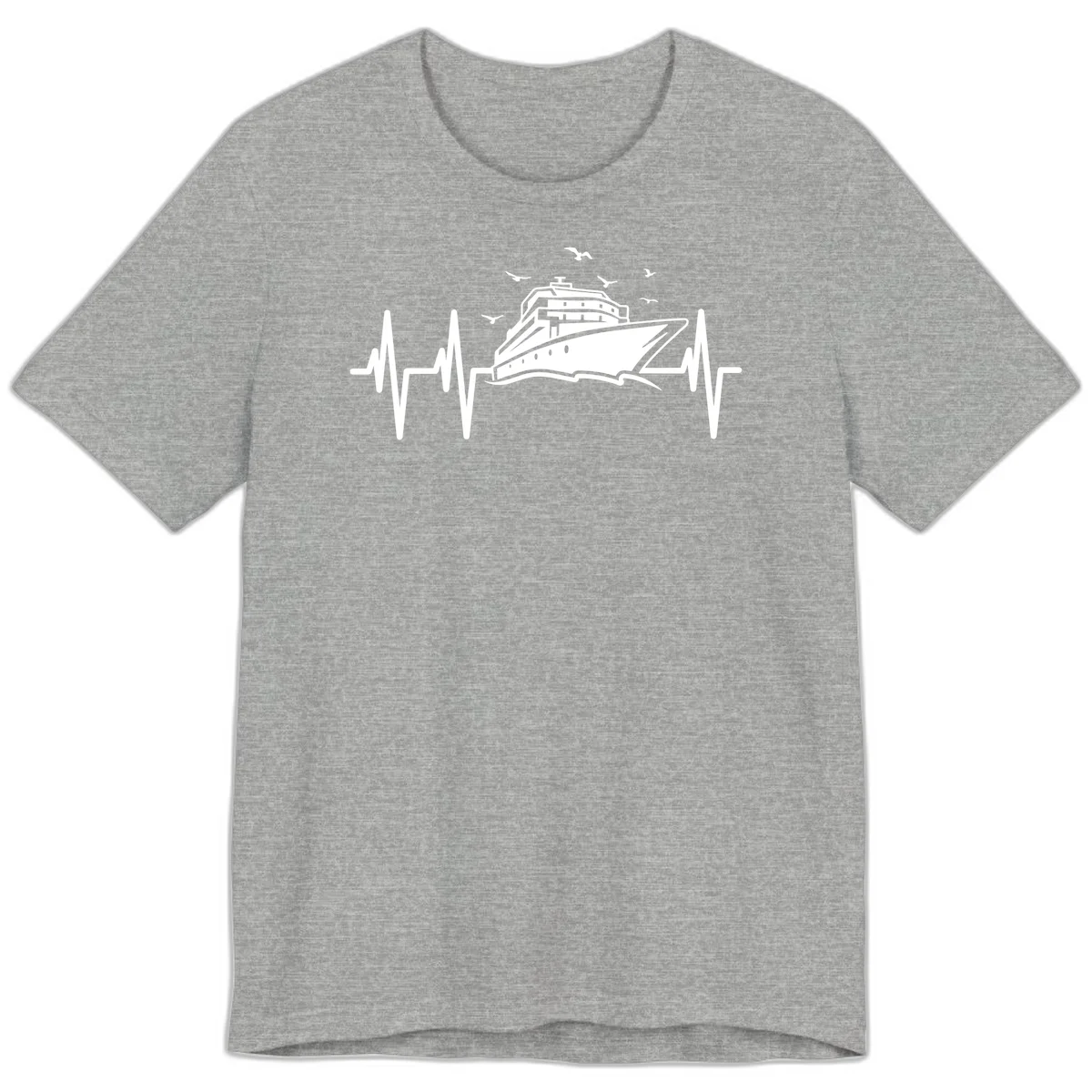 Cruise Heartbeat Premium Ship Pulse Vacation Tee in Athletic Heather