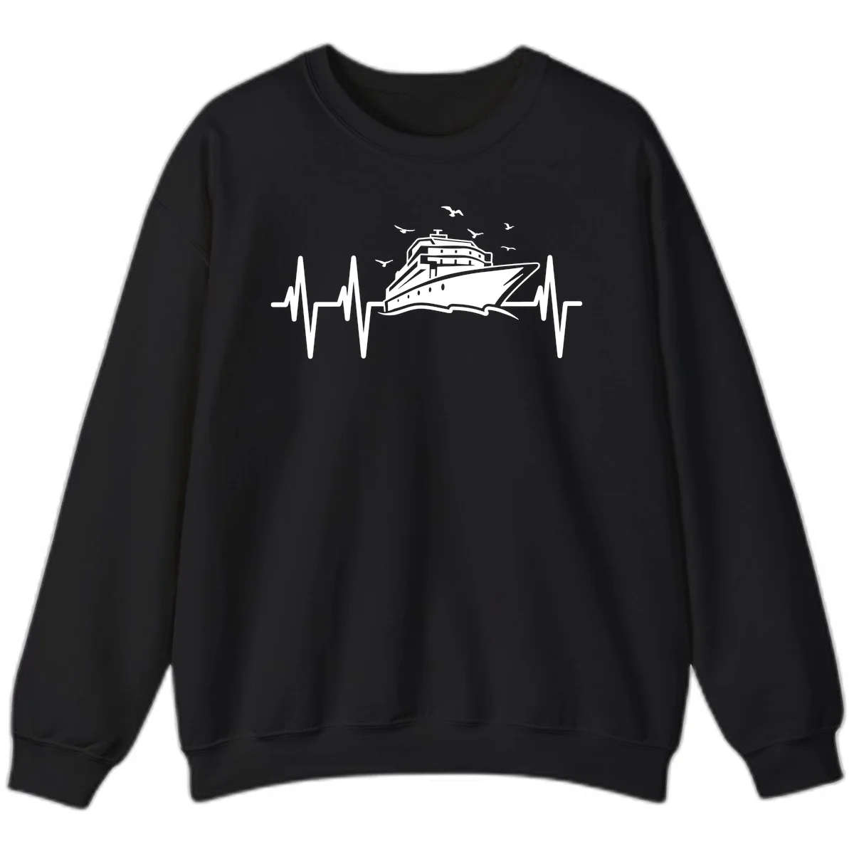 Cruise Heartbeat Ship Pulse Vacation Sweatshirt in Black