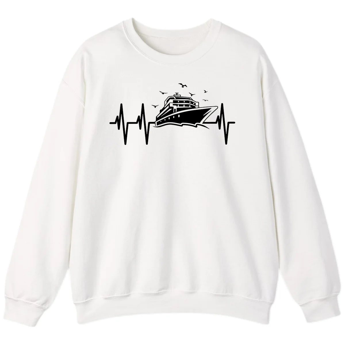 Cruise Heartbeat Ship Pulse Vacation Sweatshirt in White