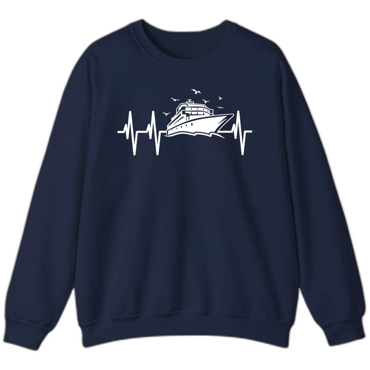 Cruise Heartbeat Ship Pulse Vacation Sweatshirt in Navy