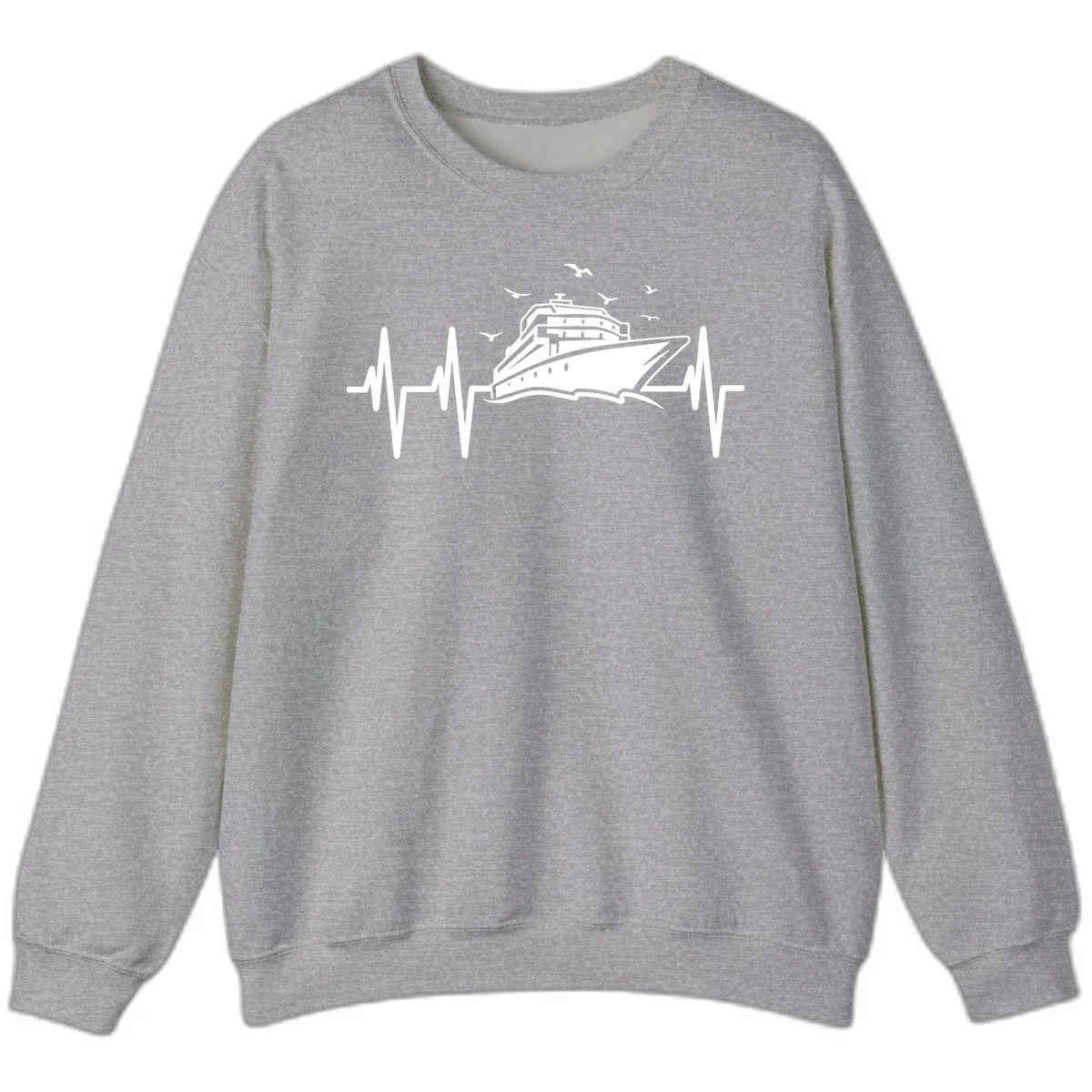 Cruise Heartbeat Ship Pulse Vacation Sweatshirt in Sport Grey