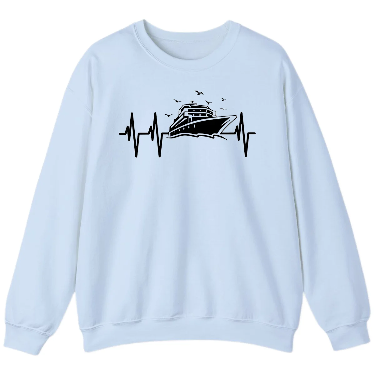 Cruise Heartbeat Ship Pulse Vacation Sweatshirt in Light Blue