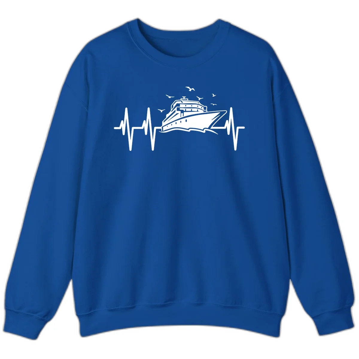 Cruise Heartbeat Ship Pulse Vacation Sweatshirt in Royal