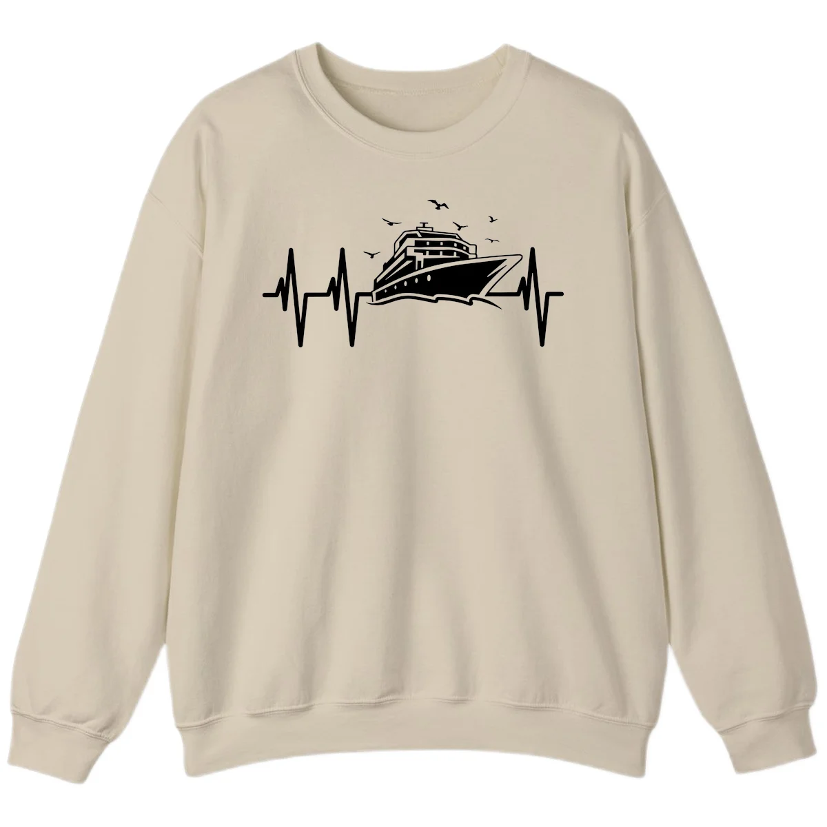 Cruise Heartbeat Ship Pulse Vacation Sweatshirt in Sand