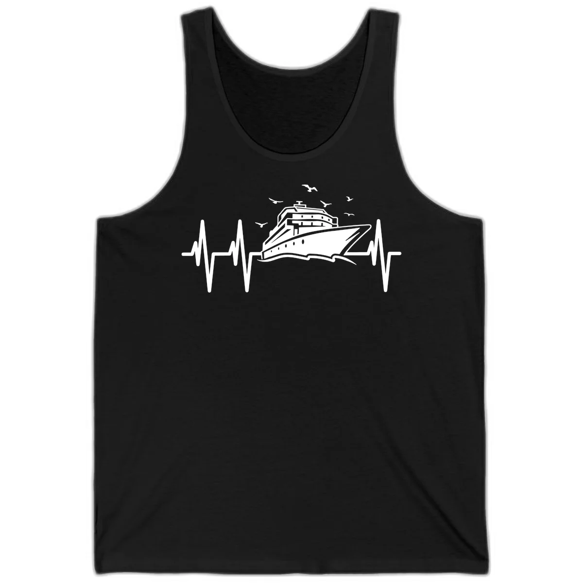 Cruise Heartbeat Ship Pulse Vacation Tank Top in Black