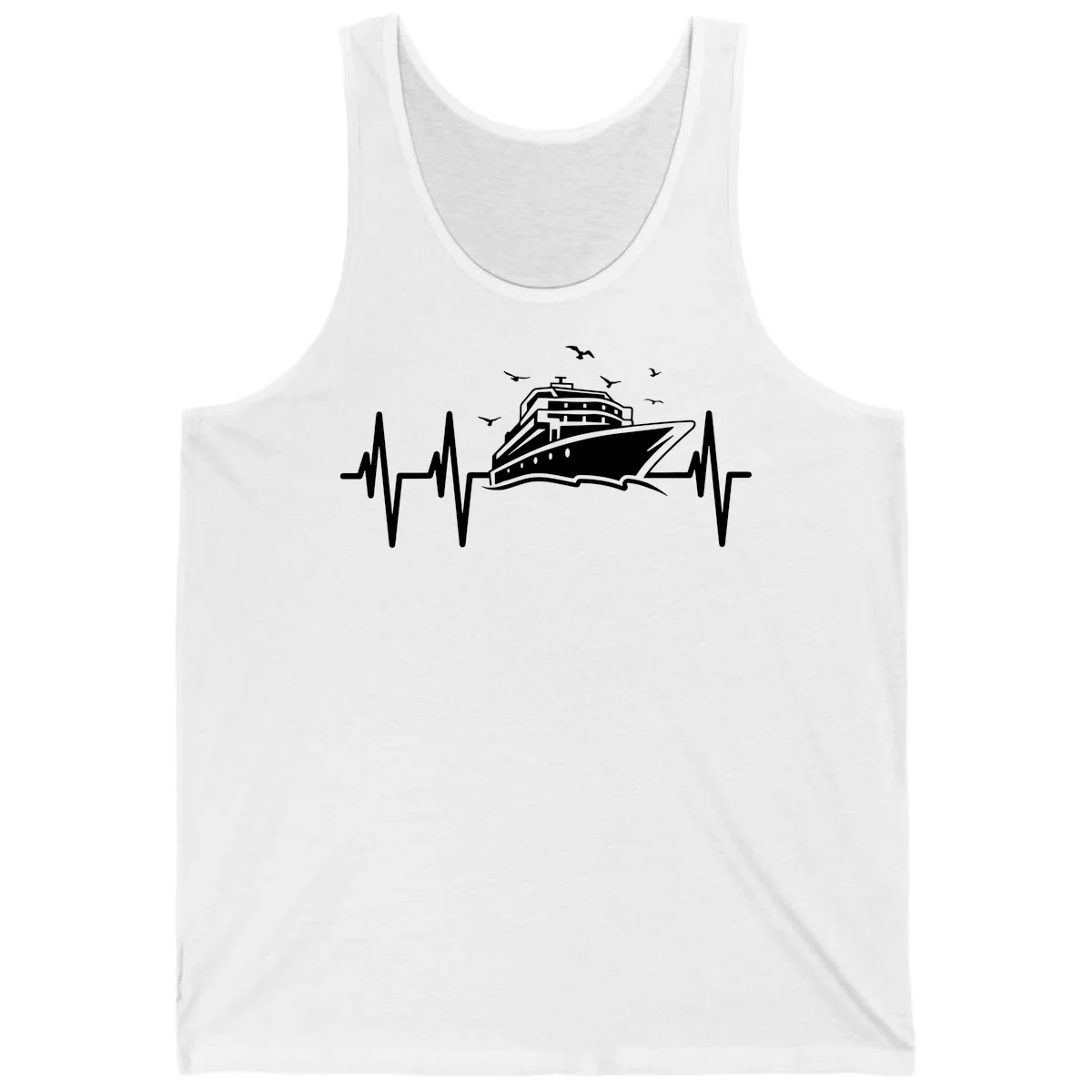 Cruise Heartbeat Ship Pulse Vacation Tank Top in White