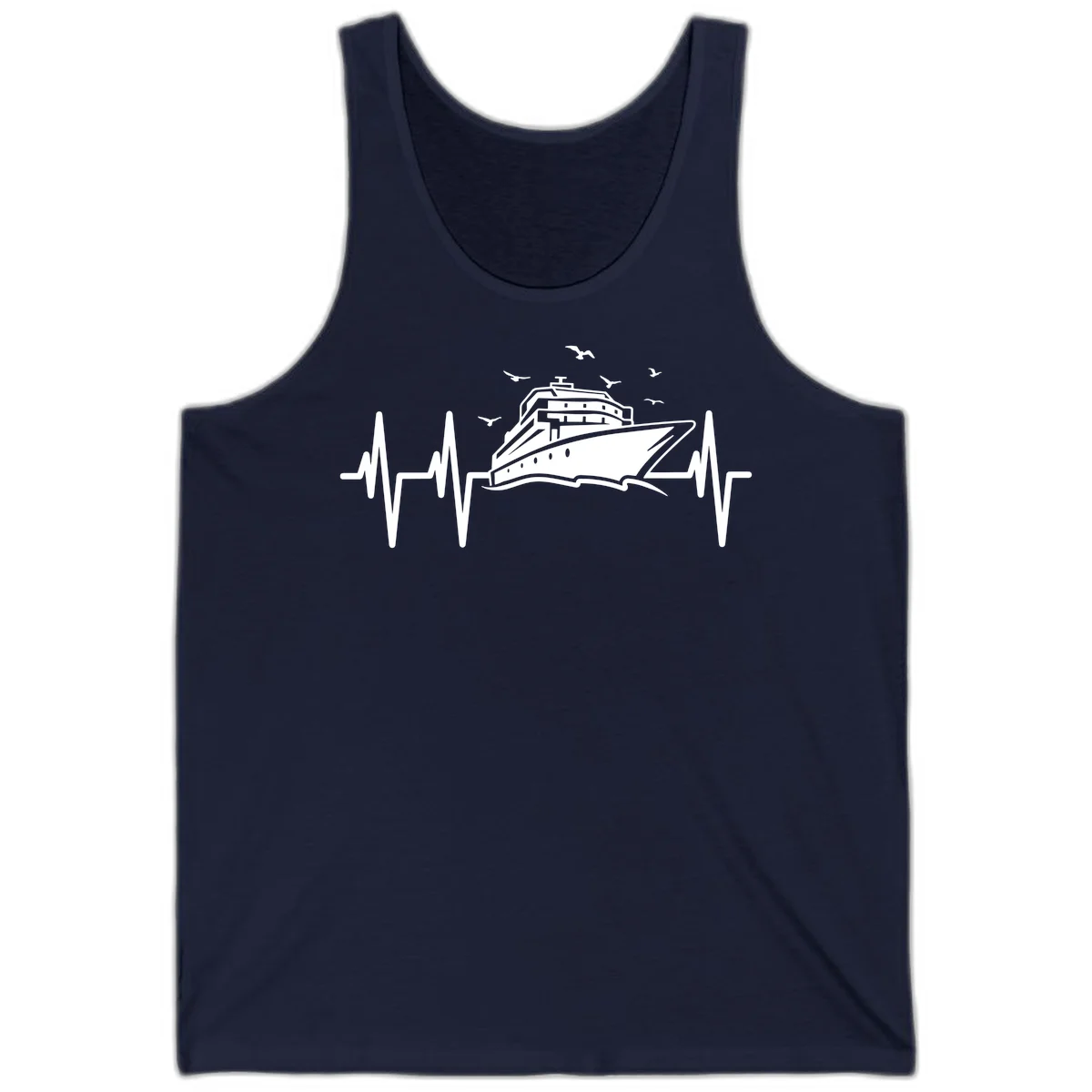 Cruise Heartbeat Ship Pulse Vacation Tank Top in Navy