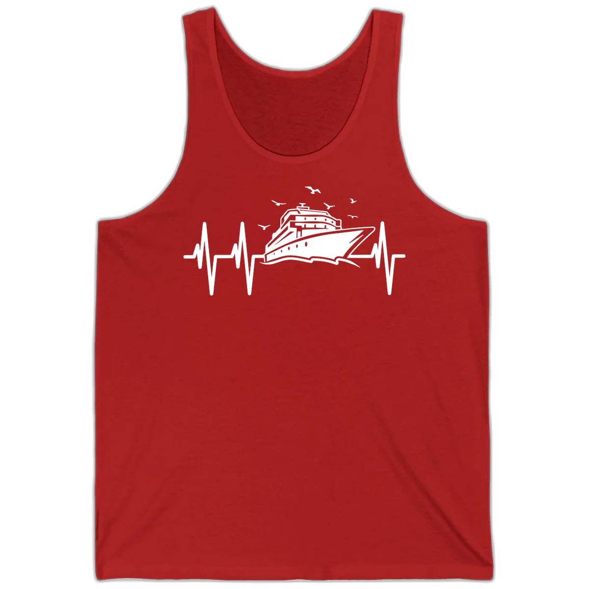 Cruise Heartbeat Ship Pulse Vacation Tank Top in Red