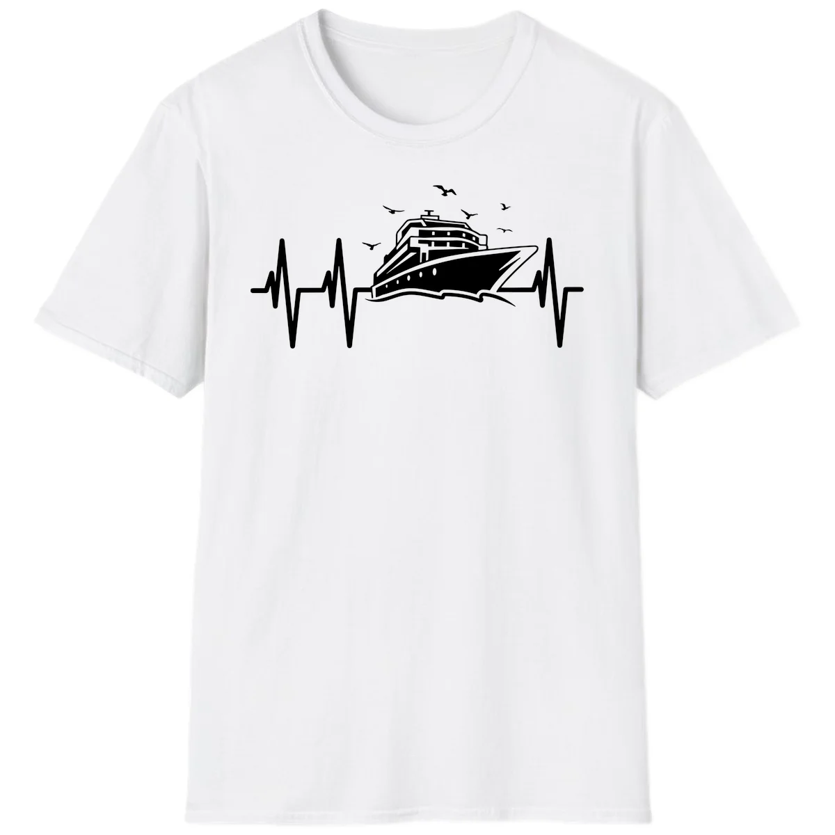 Cruise Heartbeat Ship Pulse Vacation T-Shirt in White