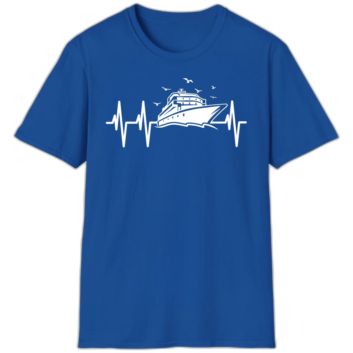 Cruise Heartbeat Ship Pulse Vacation T-Shirt in Royal