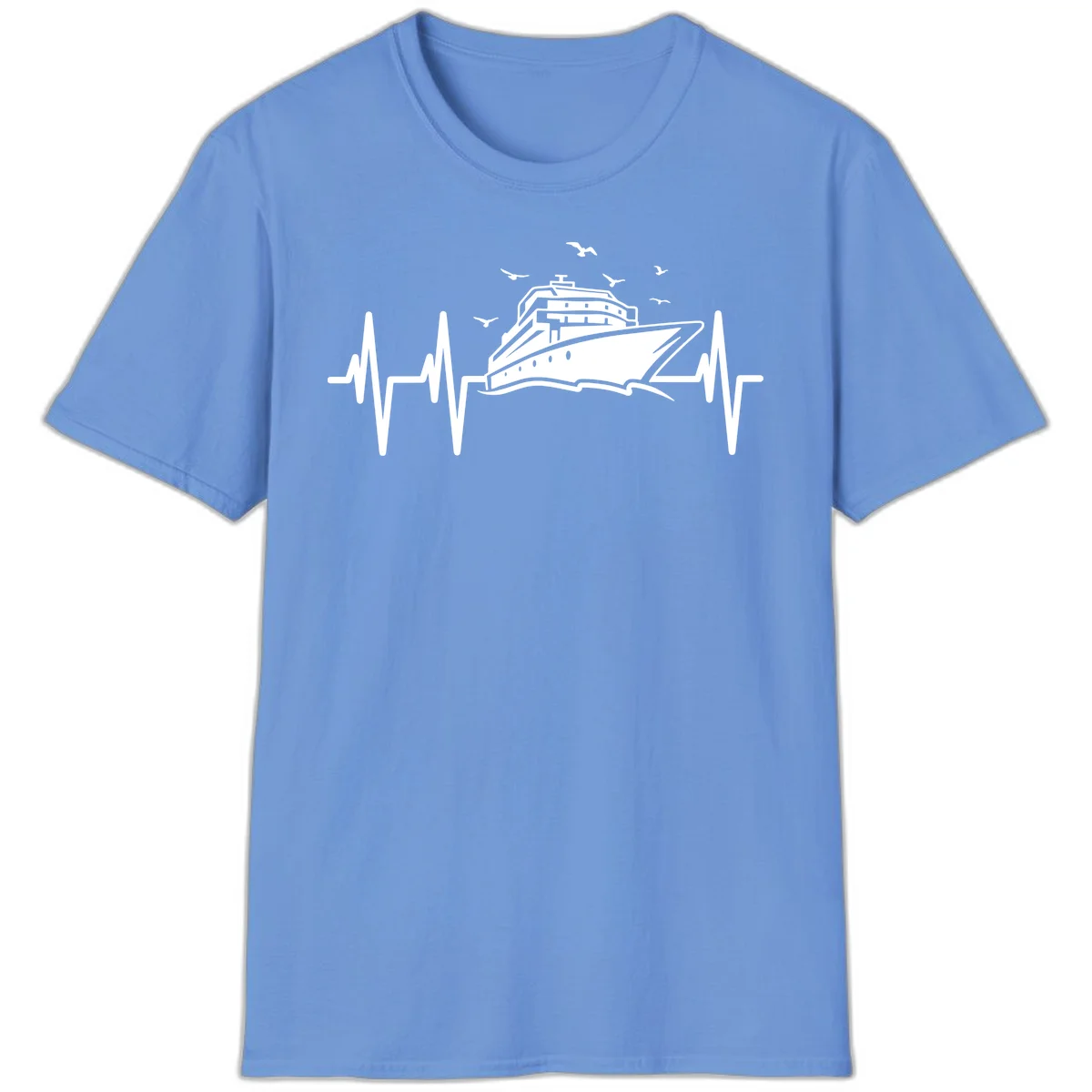 Cruise Heartbeat Ship Pulse Vacation T-Shirt in Carolina Blue