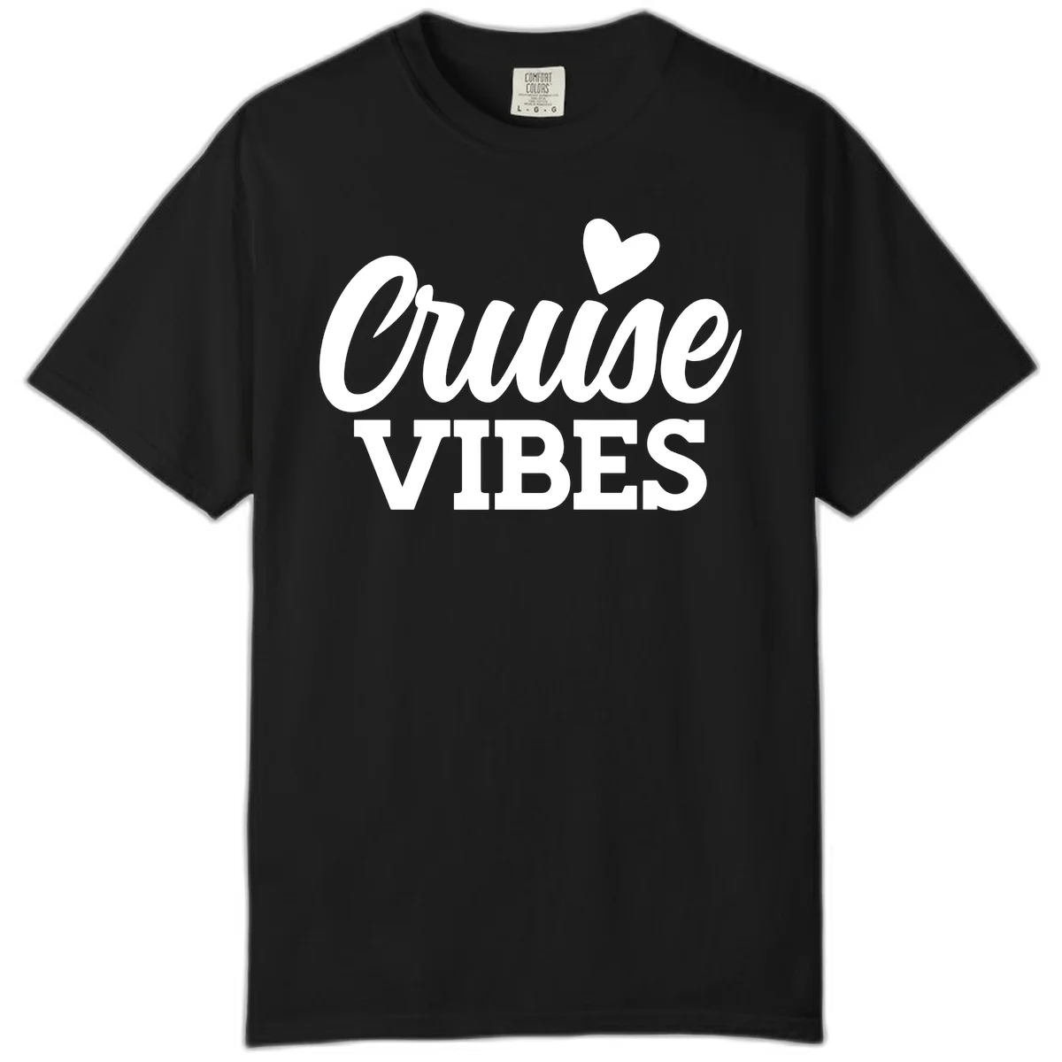 Cruise Vibes Heart Comfort Color Tee in Black