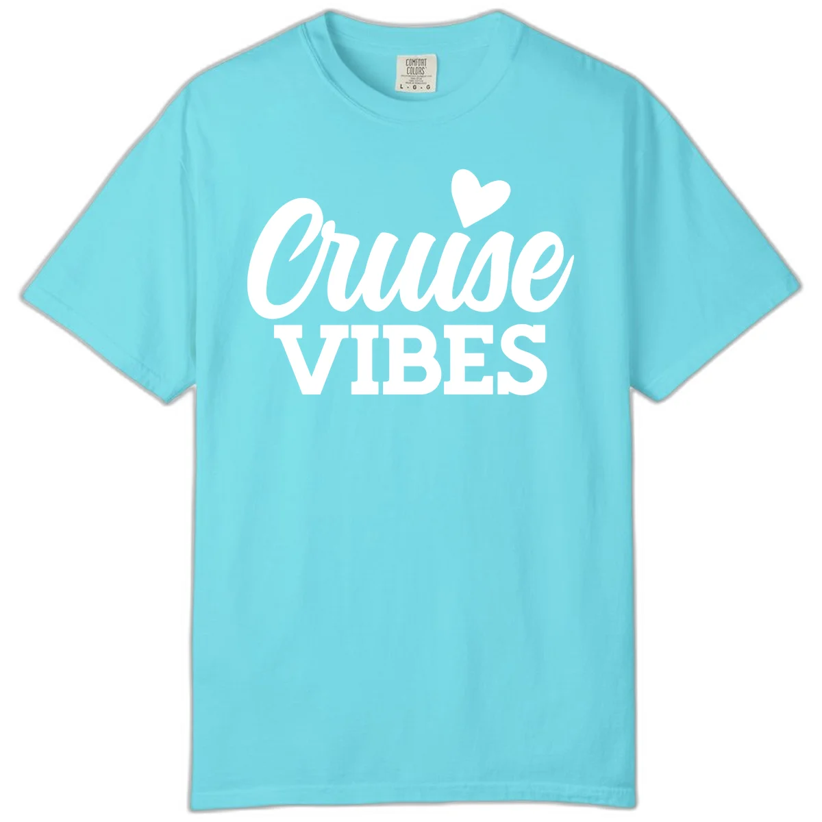Cruise Vibes Heart Comfort Color Tee in Lagoon Blue